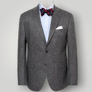 CRICKETEER CAMEL/WOOL Vintage Men Blazer 42L Sport Coat Jacket Heggingbone Gray